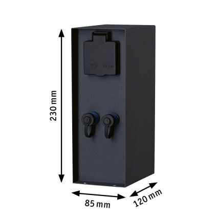 Paulmann 94700 - Poste de prise extérieur RIO 2Z SCHUKO 230V IP44