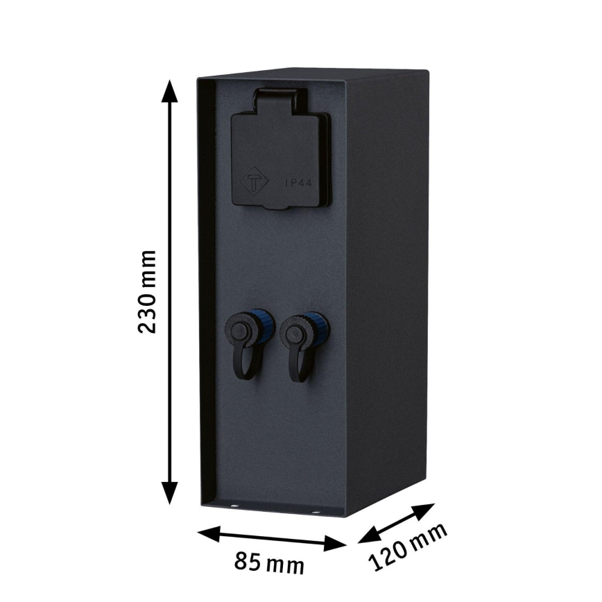 Paulmann 94700 - Poste de prise extérieur RIO 2Z SCHUKO 230V IP44