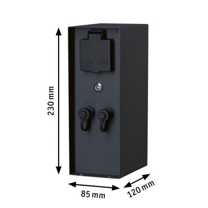 Paulmann 94701 -Coluna exterior com tomada com um sensor de crepúsculo RIO 2Z SCHUKO 230V IP44