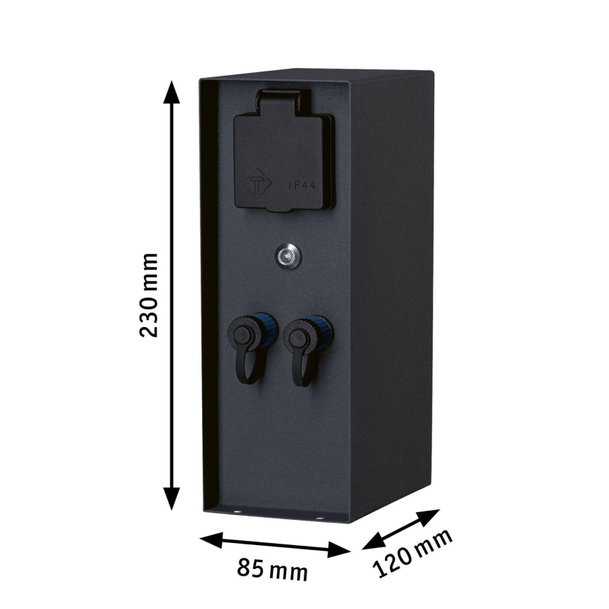 Paulmann 94701 -Coluna exterior com tomada com um sensor de crepúsculo RIO 2Z SCHUKO 230V IP44