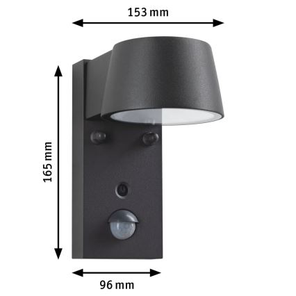 Paulmann 94714 - LED/6W IP44 Iluminação de parede exterior com sensor CAPERA 230V 2200/3000K
