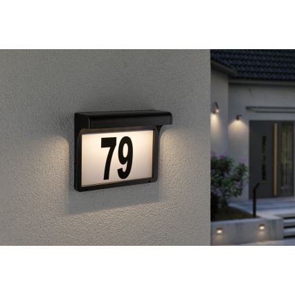 Paulmann 95388 - Número de casa solar LED/0,05W IP44 com sensor DAYTON 1,2V 600 mAh