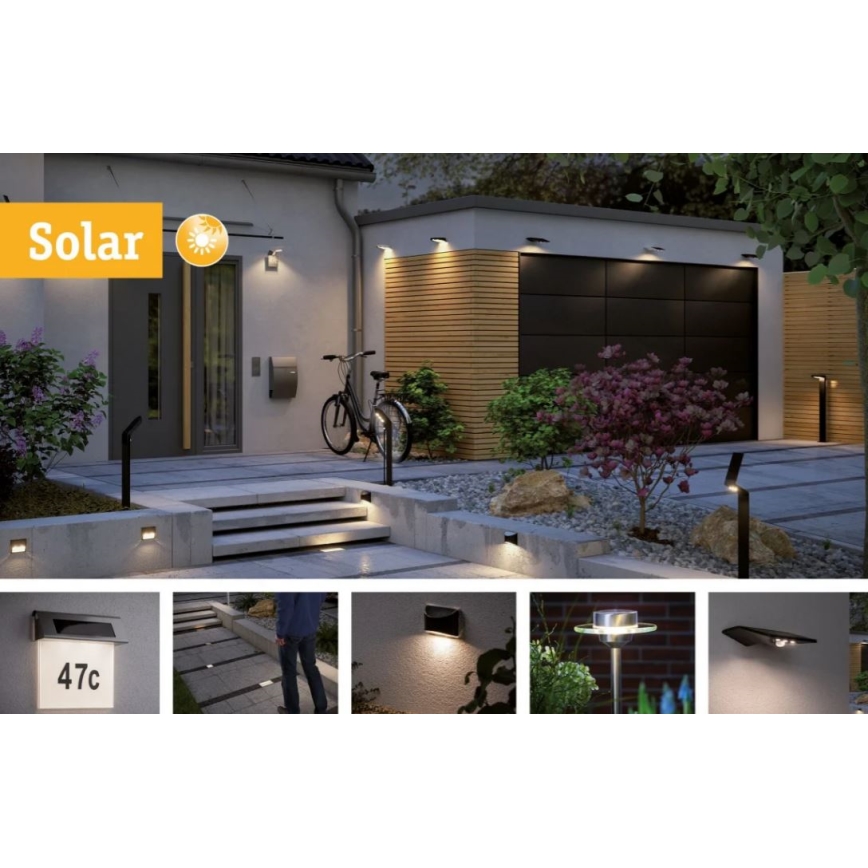 Paulmann 95393 - LED/4W IP44 Iluminação de parede solar com regulação e sensor SOLVEIG 3,7V