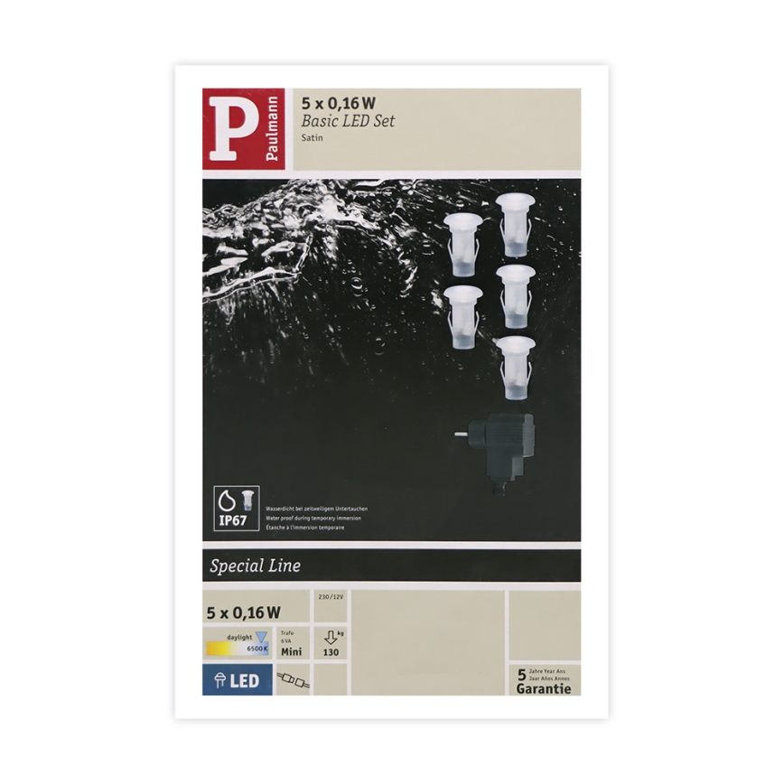 Paulmann 98891 - CONJUNTO 5X LED/0,16W IP67 Iluminação embutida exterior MICRO 230V