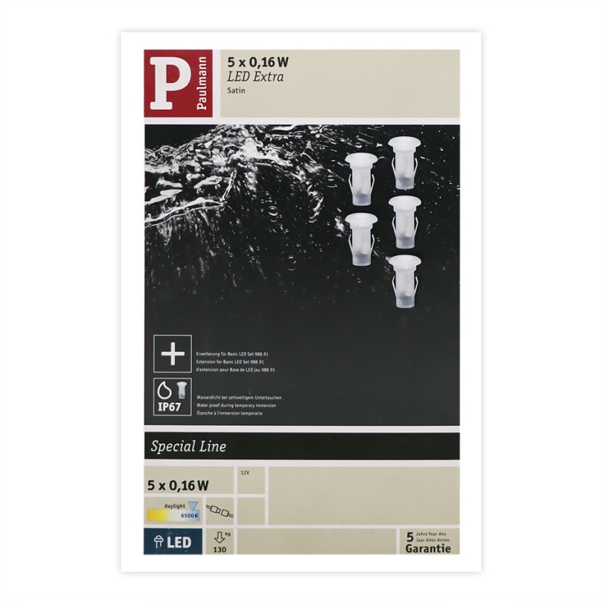 Paulmann 98892 - CONJUNTO de extensão 5X LED/0,16W IP67 Iluminação embutida MICRO 12V