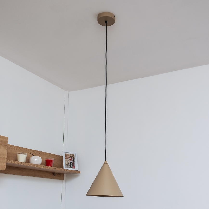 Pendente com cabo ETNA II 1x E27/15W/230V, diâmetro 18,5 cm, bege