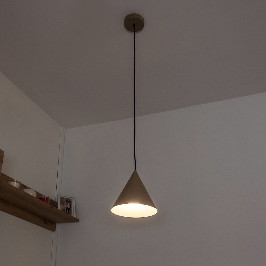 Pendente com cabo ETNA II 1x E27/15W/230V, diâmetro 18,5 cm, bege