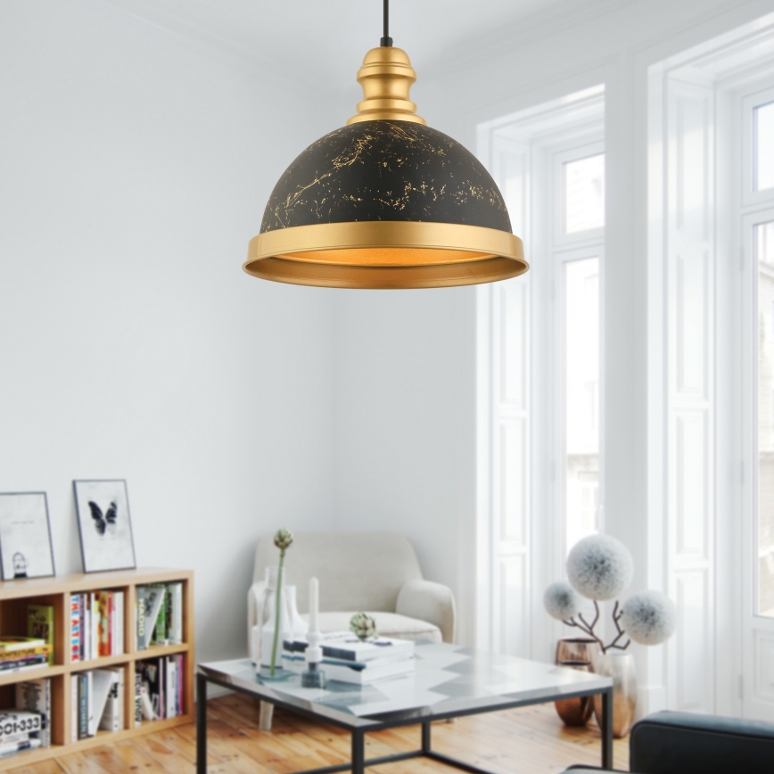 Pendente com cabo MONZA 1xE27/40W/230V, diâmetro 29 cm, preto/bronze