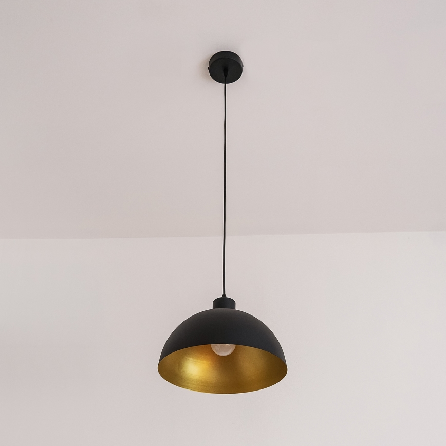 Pendente com cabo VESPER 1x E27, 15 W, 230 V, Ø 30 cm, preto/dourado