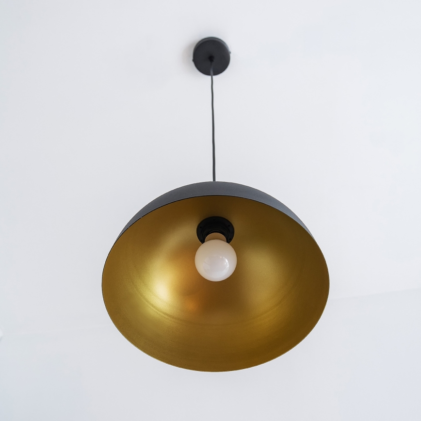 Pendente com cabo VESPER 1x E27, 15 W, 230 V, Ø 30 cm, preto/dourado