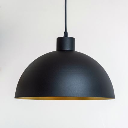 Pendente com cabo VESPER 1x E27, 15 W, 230 V, Ø 30 cm, preto/dourado