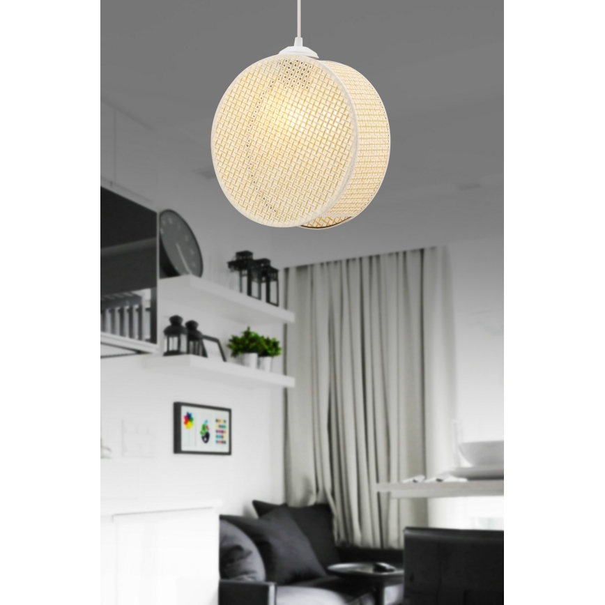 Pendente em cabo DRUM 1xE27/60W/230V cor creme