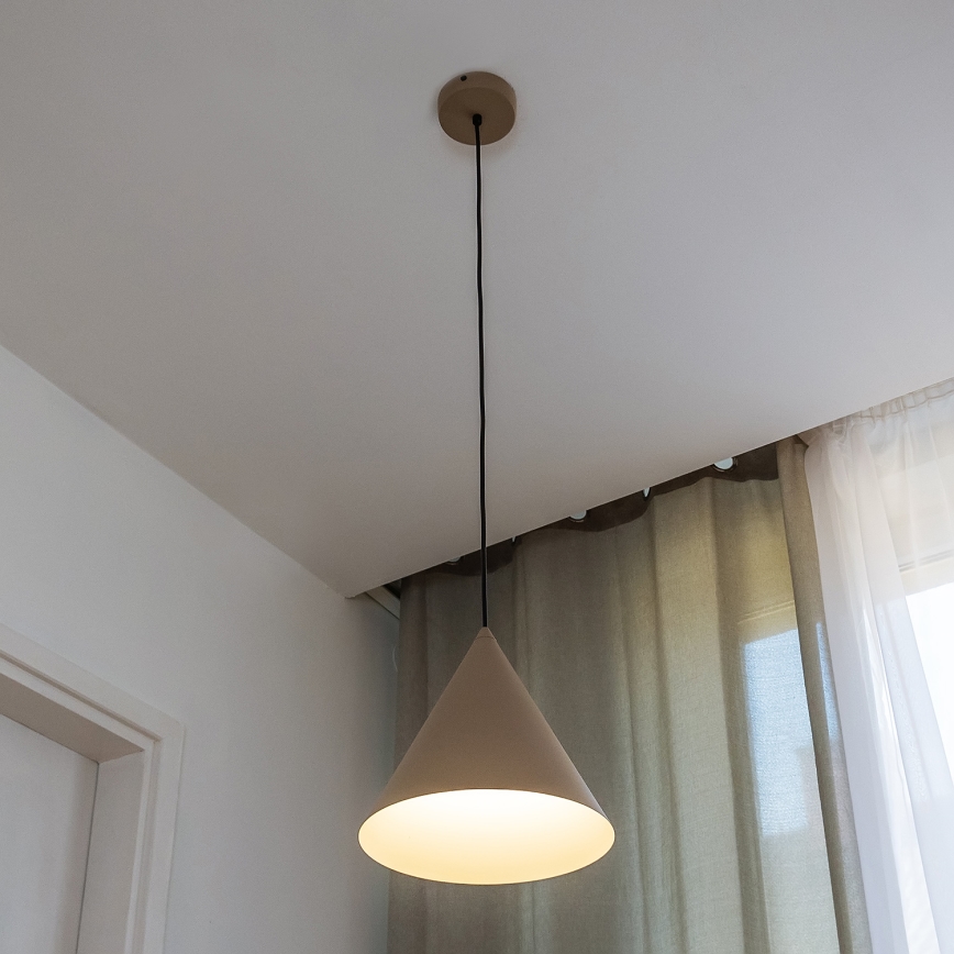 Pendente em cabo ETNA 1xE27/15W/230V, diâmetro 25 cm, bege