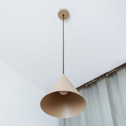 Pendente em cabo ETNA 1xE27/15W/230V, diâmetro 25 cm, bege