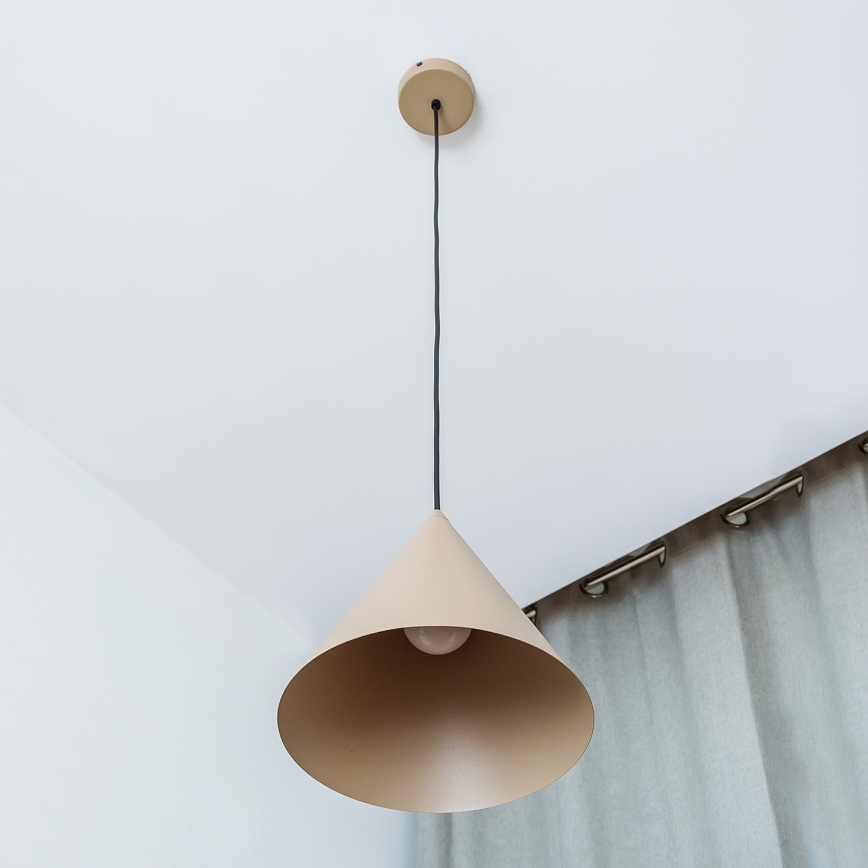 Pendente em cabo ETNA 1xE27/15W/230V, diâmetro 25 cm, bege