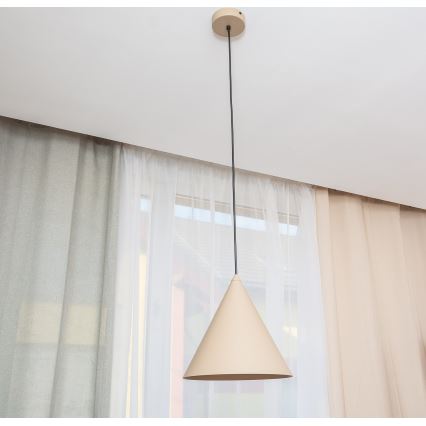 Pendente em cabo ETNA 1xE27/15W/230V, diâmetro 25 cm, bege