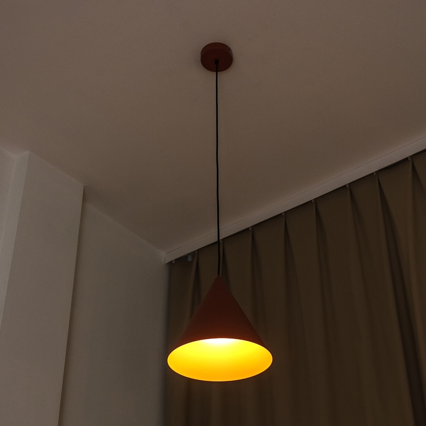 Pendente em cabo ETNA 1xE27/15W/230V Ø 25 cm laranja