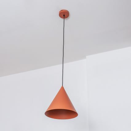Pendente em cabo ETNA 1xE27/15W/230V Ø 25 cm laranja