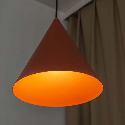 Pendente em cabo ETNA 1xE27/15W/230V Ø 25 cm laranja