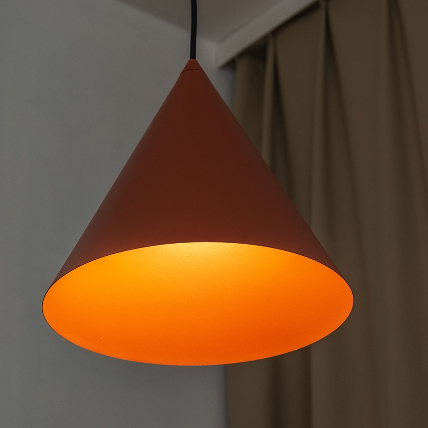Pendente em cabo ETNA 1xE27/15W/230V Ø 25 cm laranja