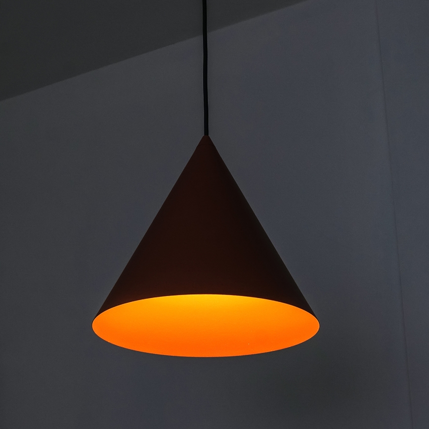 Pendente em cabo ETNA 1xE27/15W/230V Ø 25 cm laranja