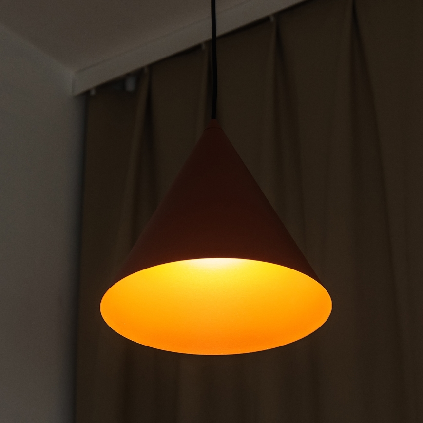 Pendente em cabo ETNA 1xE27/15W/230V Ø 25 cm laranja