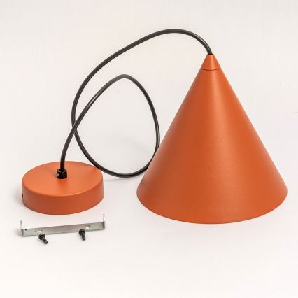 Pendente em cabo ETNA 1xE27/15W/230V Ø 25 cm laranja