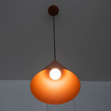 Pendente em cabo ETNA II 1xE27/15W/230V Ø 25 cm laranja