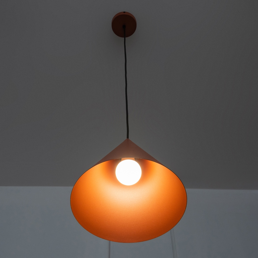 Pendente em cabo ETNA II 1xE27/15W/230V Ø 25 cm laranja