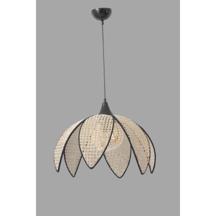 Pendente em cabo FUME 1xE27/40W/230V Ø 40 cm preto/bege
