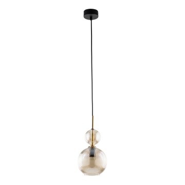 Pendente em cabo SOPHIA 1xE14/10W/230V preto/bege fumê