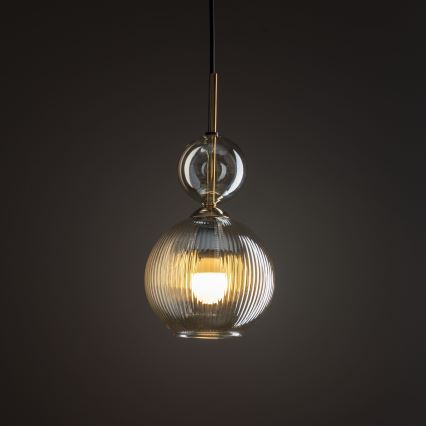 Pendente em cabo SOPHIA 1xE14/10W/230V preto/bege fumê