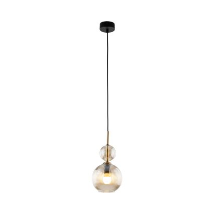 Pendente em cabo SOPHIA 1xE14/10W/230V preto/bege fumê