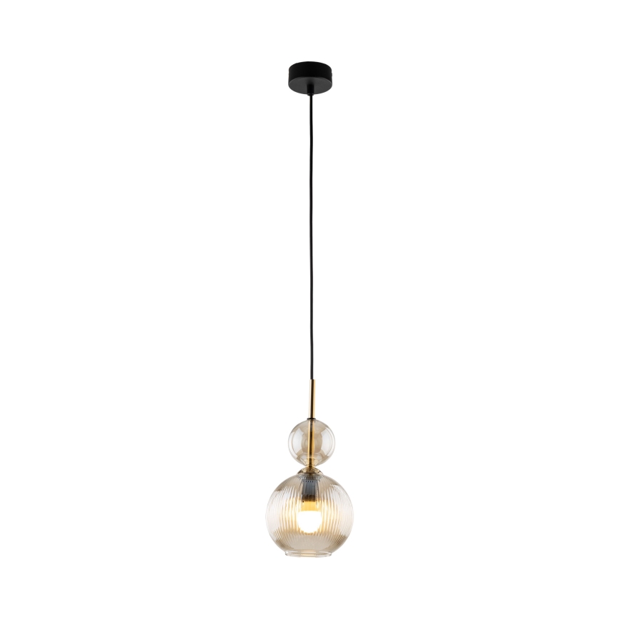 Pendente em cabo SOPHIA 1xE14/10W/230V preto/bege fumê