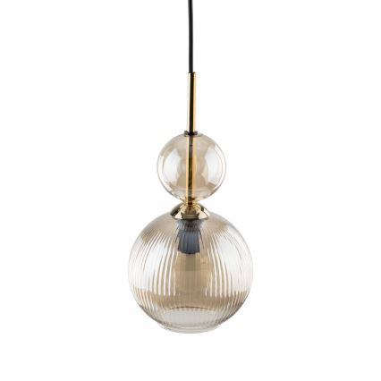 Pendente em cabo SOPHIA 1xE14/10W/230V preto/bege fumê