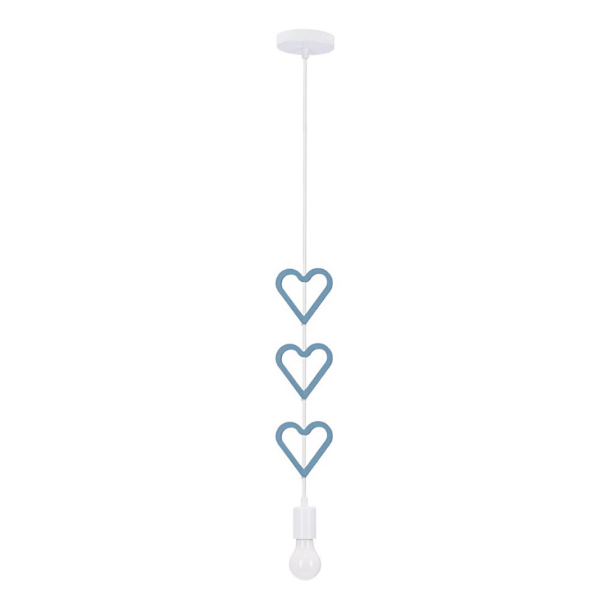 Pendente infantil com cabo HETS 1xE27/20W/230V azul/branco