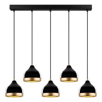 Pendente YILDO 5xE27/40W/230V preto/dourado