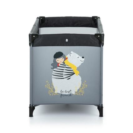 PETITE&MARS - Berço de viagem NYJA TEDDY FRIEND COAL cinzento/preto