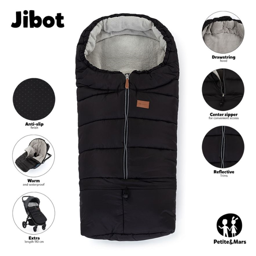 PETITE&MARS - CONJUNTO Protetor para pés para bebé 3em1 JIBOT + protetor para mãos para carrinho de passeio azul