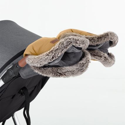 PETITE&MARS - CONJUNTO Saco-cama 4 em 1 ARCTIC + protetor para mãos para carrinho de passeio FURRY Elegant Caramel