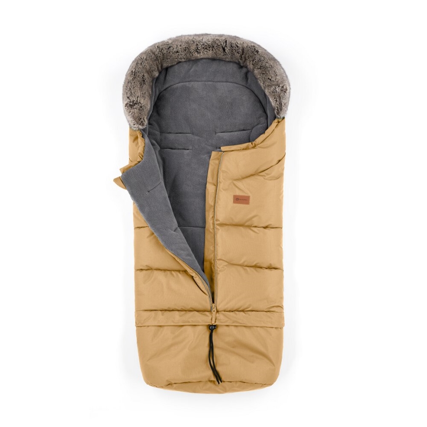 PETITE&MARS - CONJUNTO Saco-cama 4 em 1 ARCTIC + protetor para mãos para carrinho de passeio FURRY Elegant Caramel