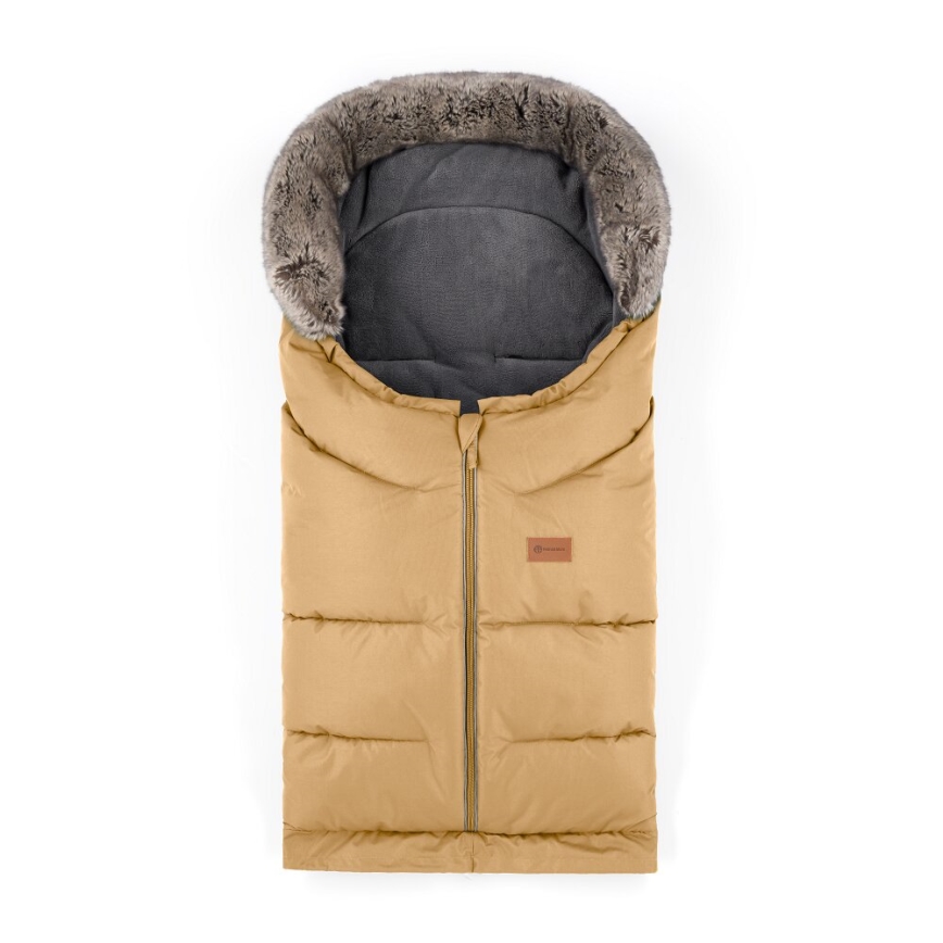 PETITE&MARS - CONJUNTO Saco-cama 4 em 1 ARCTIC + protetor para mãos para carrinho de passeio FURRY Elegant Caramel
