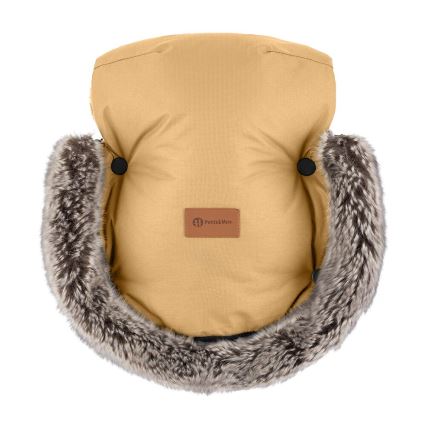 PETITE&MARS - CONJUNTO Saco-cama 4 em 1 ARCTIC + protetor para mãos para carrinho de passeio FURRY Elegant Caramel