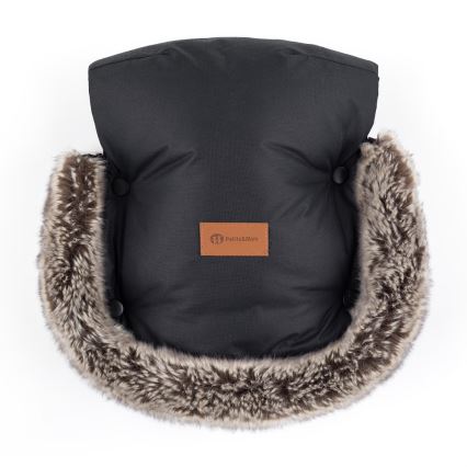 PETITE&MARS - CONJUNTO Saco-cama 4 em 1 ARCTIC + protetor para mãos para carrinho de passeio FURRY Forever Black