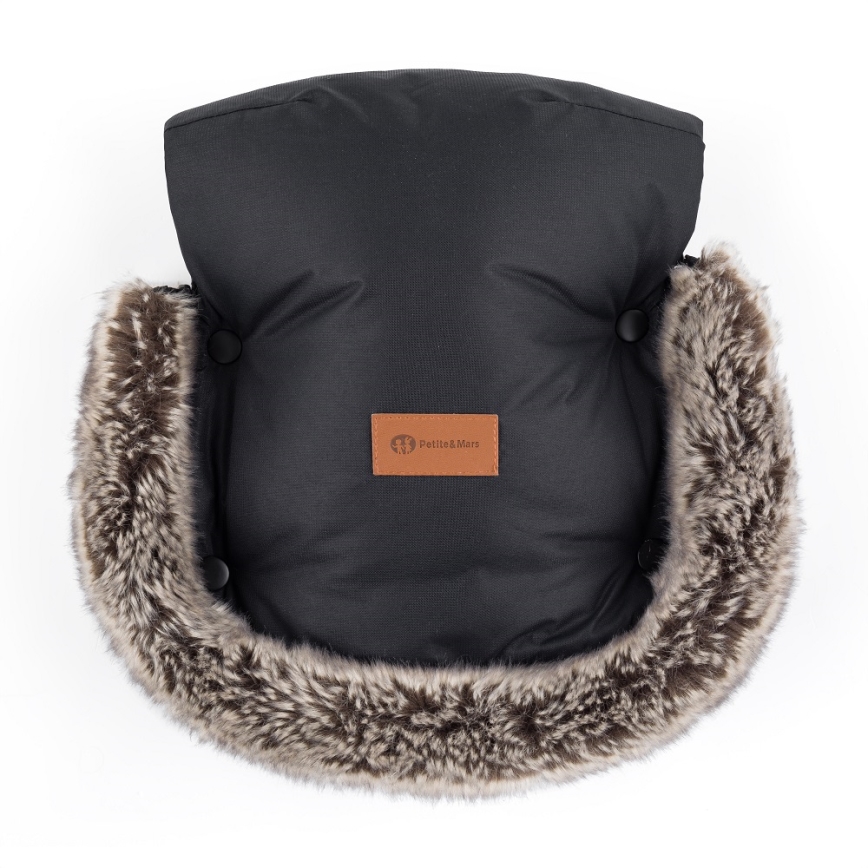 PETITE&MARS - CONJUNTO Saco-cama 4 em 1 ARCTIC + protetor para mãos para carrinho de passeio FURRY Forever Black