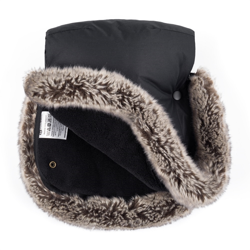 PETITE&MARS - CONJUNTO Saco-cama 4 em 1 ARCTIC + protetor para mãos para carrinho de passeio FURRY Forever Black