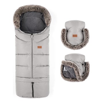 PETITE&MARS-CONJUNTO Saco-cama 4 em 1 ARCTIC + protetor para mãos para carrinho de passeio FURRY Champagne Shower