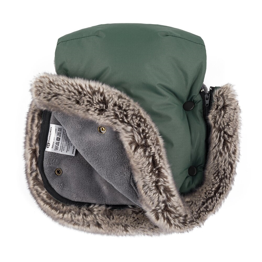 PETITE&MARS - CONJUNTO Saco-cama 4 em 1 ARCTIC + protetor para mãos para carrinho de passeio FURRY Veritable Khaki