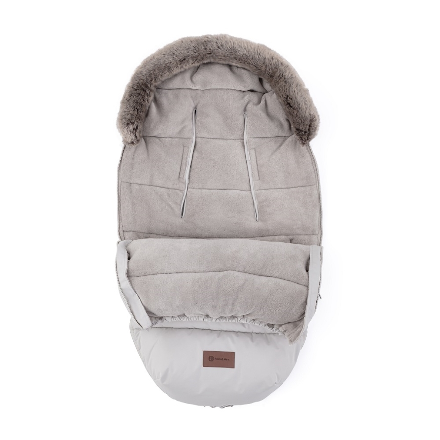 PETITE&MARS - CONJUNTO Saco-cama 4 em 1 COMFY + protetor para mãos para carrinho de passeio FURRY Champagne Shower
