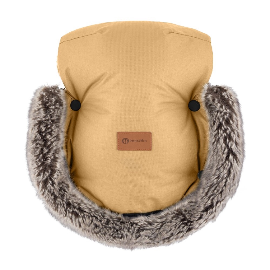 PETITE&MARS - CONJUNTO Saco-cama 4 em 1 COMFY + protetor para mãos para carrinho de passeio FURRY Elegant Caramel